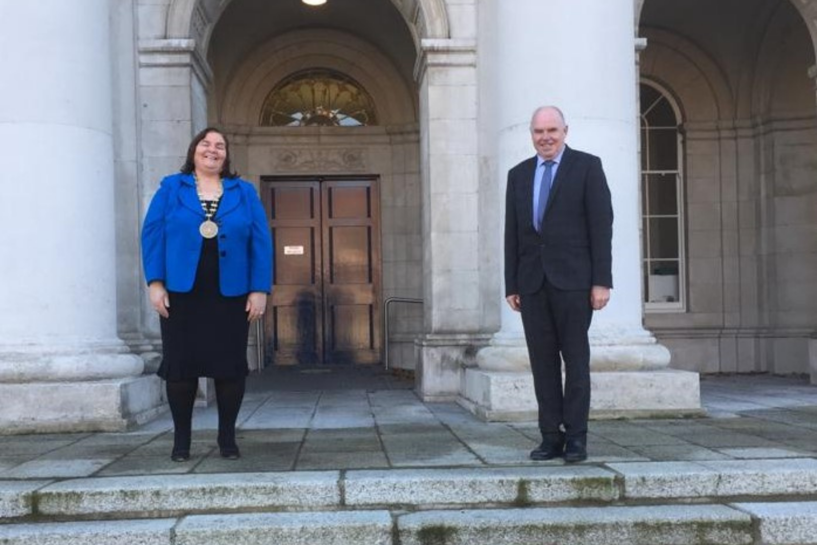 25th November 2020,  Custom House, DublinAILG President Cllr. Mary Hoade and Vice President Cllr. John Joe Fennelly  before their meeting with Minister Peter Burke TD to discuss local government issues and to seek an update on the Moorhead Report.