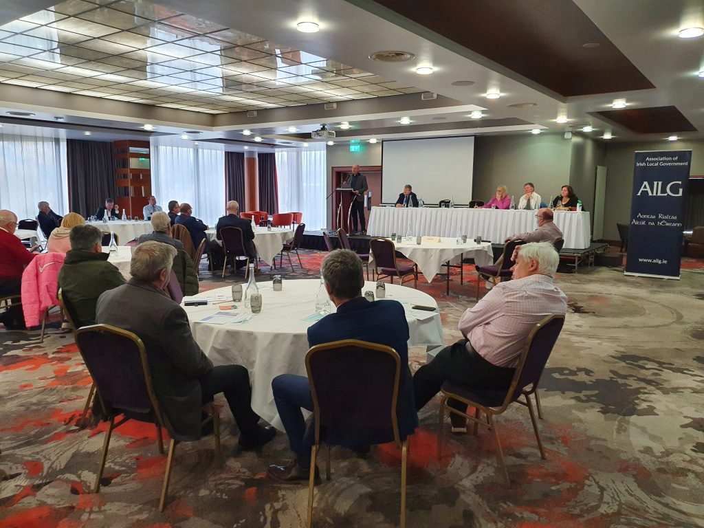 6th November 2021 The Clayton Hotel, Ballybrit, Co. Galway Guest speaker Pio Smith addresses Councillors at our Elected Members Training Programme